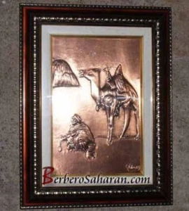 Tuareg man making tea next to his camel in the sahara desert - 3D Copper artwork - Picture 1 of 1