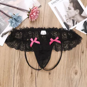 Sissy Mens Lace Open Butt Jockstrap Bikini Briefs Underwear Lingerie Panties New - Picture 1 of 8