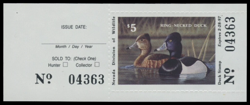 1996  Nevada State Duck Stamp Mint Never Hinged. Hunter Type  - Image 1 of 1