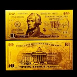BILLETE DE EE. UU. P-506 $10 ALEXANDER HAMILTON DIEZ DÓLARES ESTADOUNIDENSES LÁMINA DE ORO NUEVO COMO NUEVO - Imagen 1 de 1