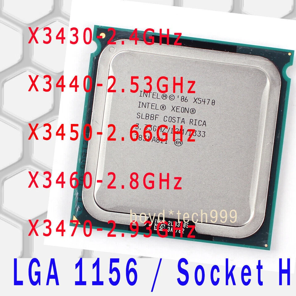 Intel Xeon X3430 X3440 X3450 X3460 X3470 X3480 LGA 1156 Socket H CPU Processor - Image 1 of 1