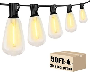 DAYBETTER 50ft Patio String Lights, ST38 Globe LED Outdoor Lights with Edison - Picture 1 of 6