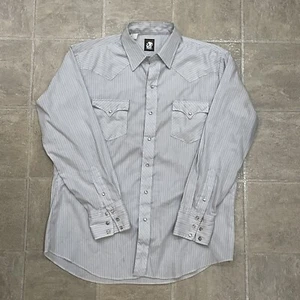 Vtg Karman Mens Shirt Long Tail 17-37 Western Pearl Snap Striped Long Sleeve - Picture 1 of 8