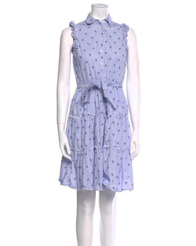 Abito Camicia Senza Maniche Kate Spade New York Blu Stampa Palma Taglia S