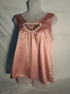 Damen Vintage Rouge Rose Apt. 9 Perlen Satin Camisole Top Medium NEU - Bild 1 von 6