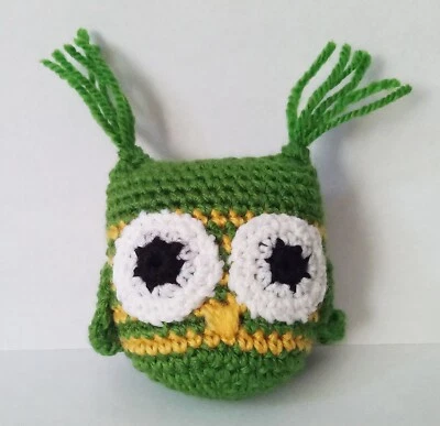 Crochet handmade owl Green bird Pocket worry pet Amigurumi animal toy  - Image 1 of 4