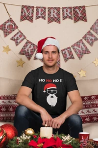 WEIHNACHTSMANN T-Shirt WEIHNACHTEN FUNSHIRT Nikolaus Ho Ho Ho Santa Claus - Bild 1 von 3