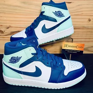 Nike Air Jordan 1 Mid Men's Shoes Size 10.5 Mint Mystic Navy NEW 554724-413 - Bild 1 von 8
