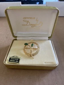 Jewels By Dangal, gold Filled Genuine Jade Pin - Picture 1 of 1