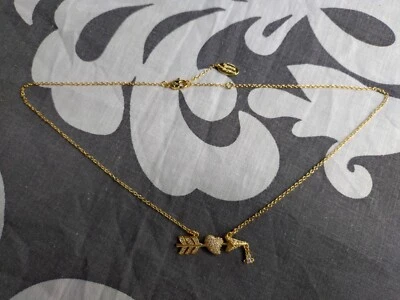 Vivienne Westwood Gold Toned Crystal Arrow and Orb Pendant Chain Necklace - Image 1 of 4