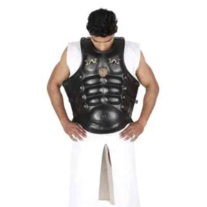 Greek Leather Muscle Armor Black Breastplate Roman Cuirass Halloween Costume - Picture 1 of 5