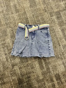 Play Six Girls Denim Skirt With Multi Colored Belt Size 5 - Picture 1 of 4