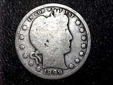 1899 USA 25 Cents Silver Coin Barber Quarter