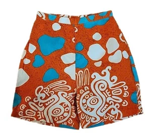 Vintage 1960s Colorful Batik Abstract Hawaiian Surf Pacific Island Hot Pants - Picture 1 of 6