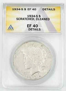 1934 S PEACE SILVER DOLLAR $1 ANACS CERTIFIED EF 40 EXTRA FINE DETAILS (069) - Picture 1 of 4
