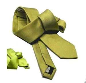 Cravate Jaune Et Vert Slim Soie Couleur Unie Or Divers Citron - Picture 1 of 7