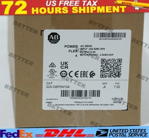 22A-D6P0N104 New Allen Bradley SER A Powerflex 4 AC Drive 3HP Surplus - Picture 1 of 4
