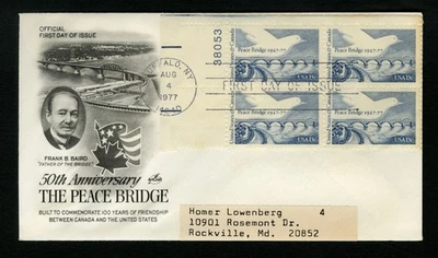 1977 FDC sc 1721 Peace Bridge 50th Anniversary First Day Cover Buffalo, New York - Image 1 of 2