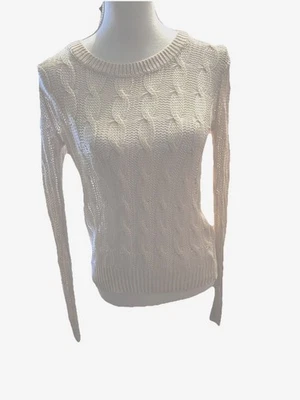 Wallace Women’s Cable Knit Cream Linen Crewneck Sweater Size S - Image 1 of 4