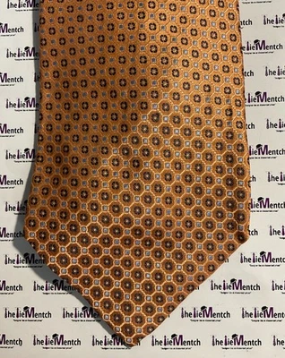 "Corbata Birmania Bibas Seda Naranja Diseño Geométrico 3,75"" (Nueva Sin Etiquetas)" Foto 1 de 3
