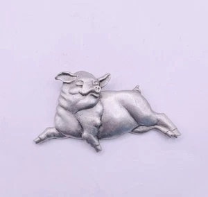 "Pin broche vintage JJ Jonette peltre caprichoso cerdo cerdo cerdo cerdo cerdo cerdo 2,25"" x 1""" - Imagen 1 de 4