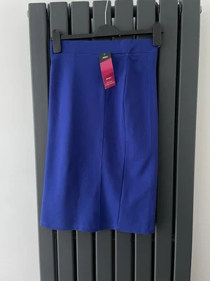 M&S Size 8 Blue Stretch Jersey Pencil Straight Skirt BNWT New - Image 1 of 2