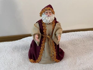 Albero di Natale miniatura topper Babbo Natale porcellana viso marrone e abbronzatura vestito PO9386 - Foto 1 di 5