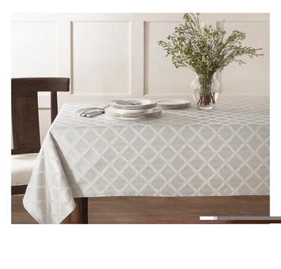 Lenox Laurel Leaf 70" X 104" Rectangle  Tablecloth - White - Image 1 of 3