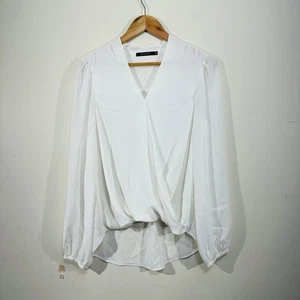 Blusa Portmans Blanca Manga Abullonada Cuello en V Elegante Ropa de Oficina 10 Corporativa - Imagen 1 de 21