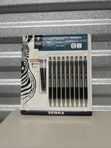 ZEBRA F-301 Ballpoint Retractable Pen, Black Ink, Fine Point, 9 Pens + 3 Refills - Picture 1 of 2