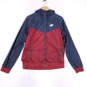 Giacca a vento Nike colorblock zip cappuccio M rosso navy techwear vintage - Foto 1 di 16