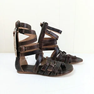 Bed Stu Seneca Gladiator Sandals Women Size 6 Brown Strappy Leather Zip Up - Picture 1 of 10