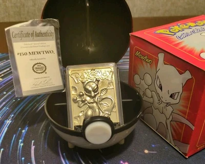 Pokemon MEWTWO 23k Gold Plated Trading Card 1999 Burger King Promo w/COA & Box - Image 1 of 4