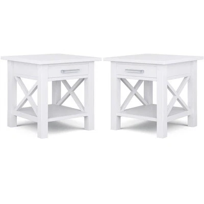 Home Square 2-Piece 21" Square Contemporary Solid Wood End Table Set in White - Image 1 of 4