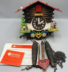 Vintage Lotscher Swiss Cuckoo Clock Chalet Switzerland PLEASE READ - Picture 1 of 16