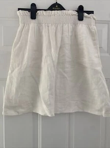 J. Crew White Elastic Waist Cotton-Lined Linen Skirt - Size 10 - Picture 1 of 2