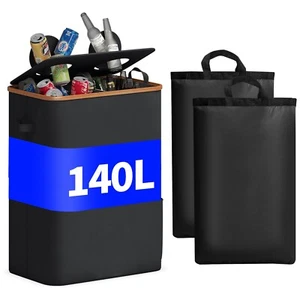 Pfandflaschen Sammelbehälter 140L Flaschensammler Recycling Mülleimer 2 Fächer - Bild 1 von 8