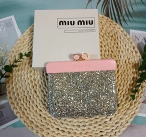 miu miu silver & pink CLUTCH-POCHETTE Pouch - Picture 1 of 6
