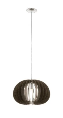 Colgante moderno Cossano 18", níquel satinado, tono madera marrón oscuro Foto 1 de 4