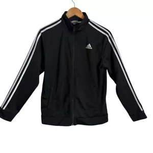 Adidas Giacca Track Ragazzo Ragazzo Taglia XL 18 20 Nero Bianco Full Zip Logo Atletico - Foto 1 di 10