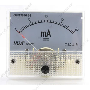 1 × DC 20mA Analog Panel AMP Current Meter Ammeter Gauge 85C1 White 0-20mA DC - Picture 1 of 11