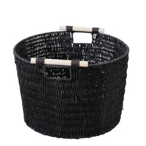 Maine & Crawford Cercy Paper Rope 45cm Storage Basket Organiser w/ Handle Black - Picture 1 of 2