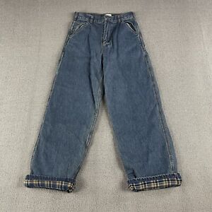 Nwt Carhartt Jeans Boys 16 Blue Carpenter flannel lined Adj Waist Org Dungarees