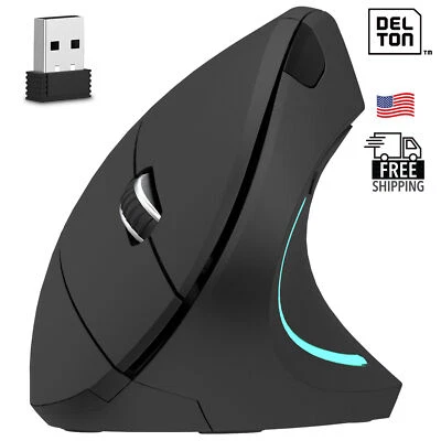 Delton S12 Vertical Ergonomic Wireless Mouse, 2.4G USB Connection Mouse - Black - Image 1 of 4