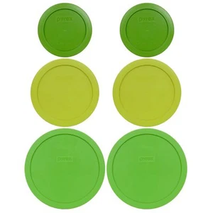 Pyrex (2) 7402-PC, (2) 7201-PC, and (2) 7200-PC Green Plastic Storage Lids - Picture 1 of 7