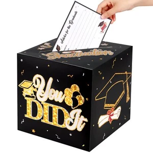 Graduation Card Box Holder With 30 Graduation Advice Cards Congrats Grad Foldabl - Picture 1 of 9