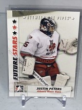 JUSTIN PETERS 2008 IN THE GAME BETWEEN THE PIPES FUTURE STARS CARD