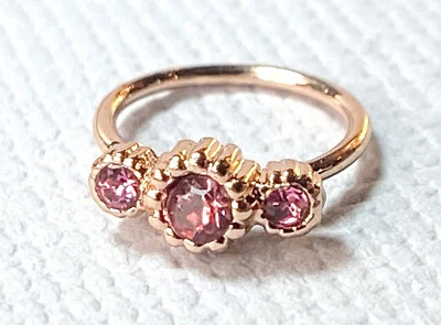 1pc Rose Gold Three CZ Gem Hoop Nose / Cartilage Ring Rook Daith Helix Tragus  - Image 1 of 4