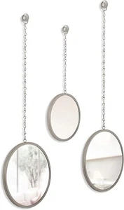 Small Round Mirror in Titanium, Set of 3 Hanging Mirrors - Dima by Umbra - Picture 1 of 4