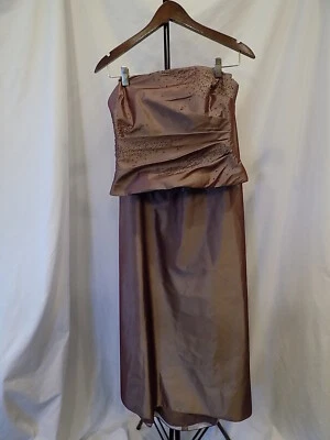 KAY UNGER New York Metallic Copper Rose Beaded 2Pc Silk Dress Set Size 4-(307) - Image 1 of 4